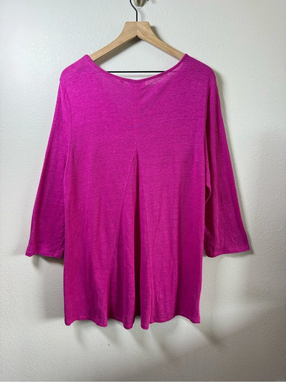 Habitat Linen Magenta Pink V Neck Long Sleeve Tunic Top Lagenlook Front Pockets